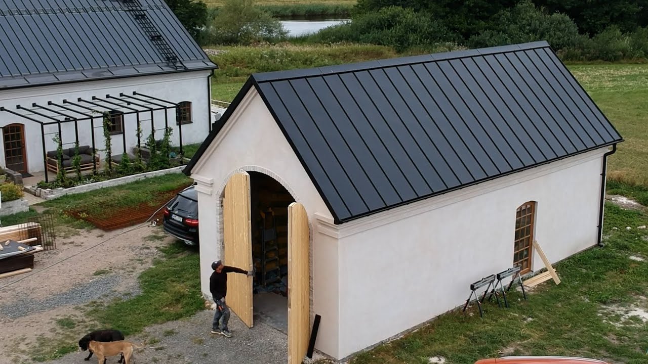 #74  Bygger en garageport, enkel välvd, elegant & klädsam garaget