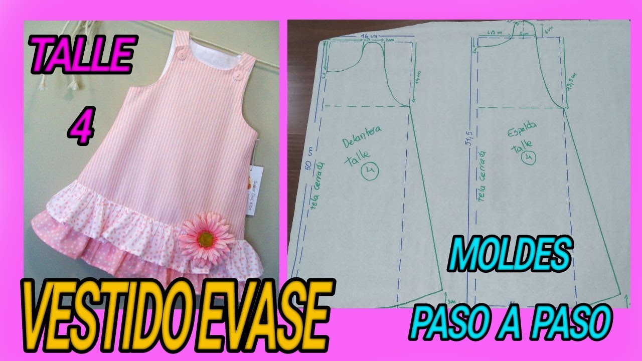 VESTIDO EVASE TALLE 4 💖💖 MOLDES PASO A PASO 💖💖