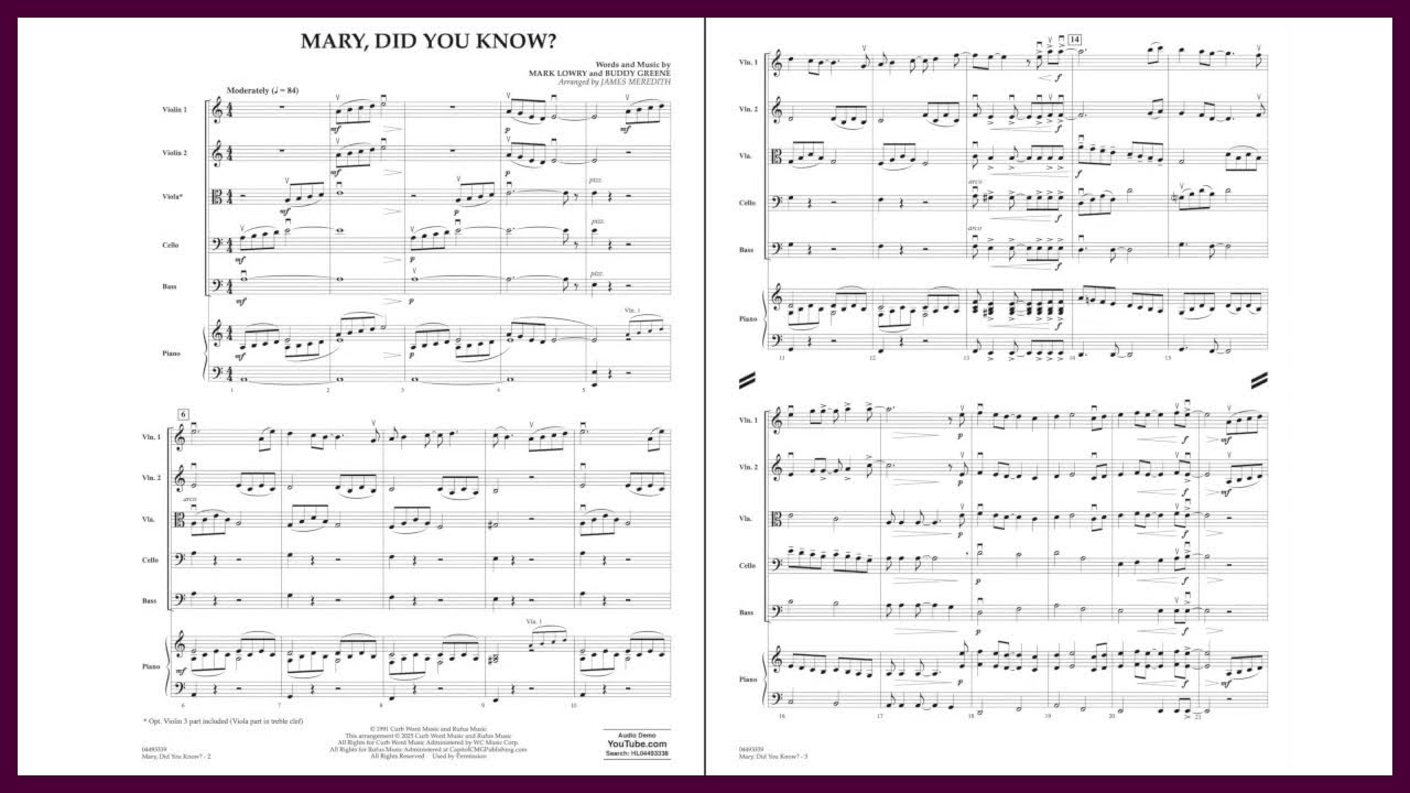 Mary, Did You Know? (Christmas Song) | Arr. James Meredith