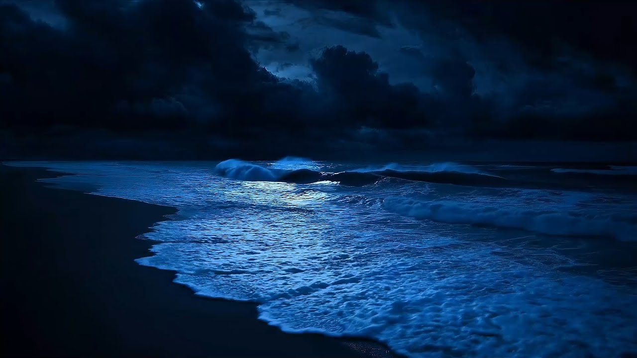 (No Ads) Ocean Waves for Sleeping | Dark Night Ambience & Deep Rest