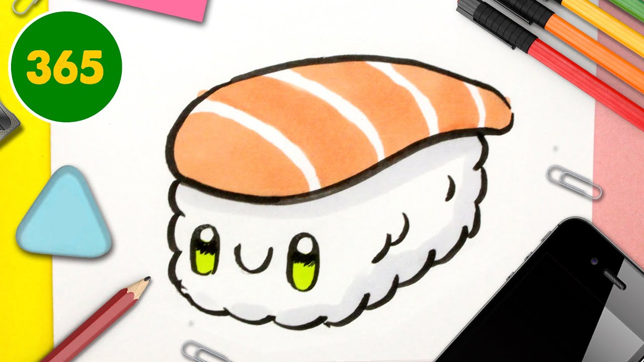 COMMENT DESSINER UN SUSHI KAWAII ÉTAPE PAR ÉTAPE – Dessins kawaii facile