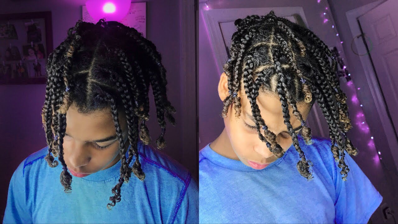 Braiding My 14 Year Old Brother's Hair | Azlia Williams