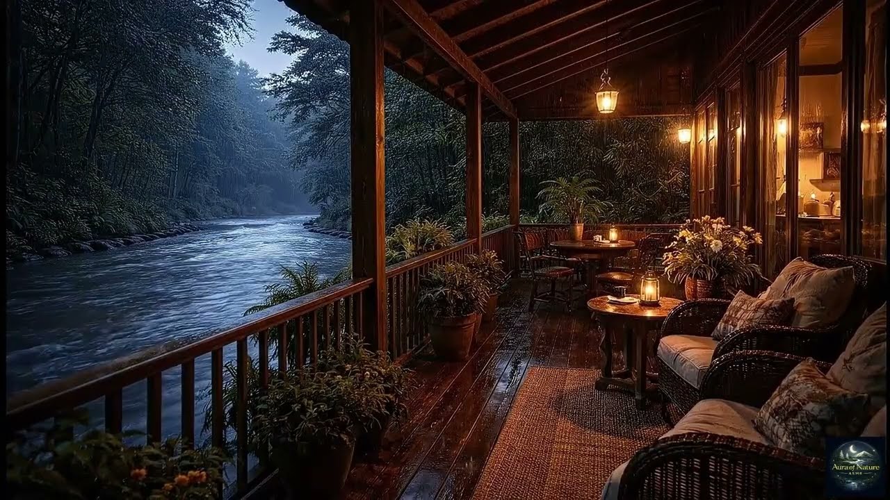 Rain Sounds , Flowing River Sounds | Relax, Rest, Study | Sleep ASMR | 10 Hours Forest Nature Sounds