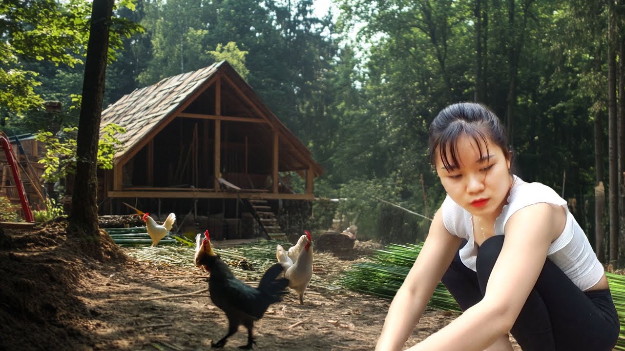 Building the House Frame and Designing the Bamboo Floor | Great Hiding Place for Chickens