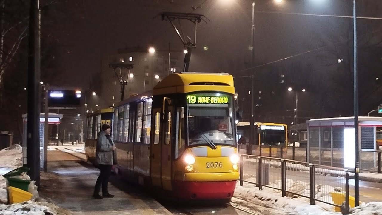 Konstal 105N2K/2000 #2076+2077 Tramwaje Warszawskie linia 19 [PRZEJAZD]