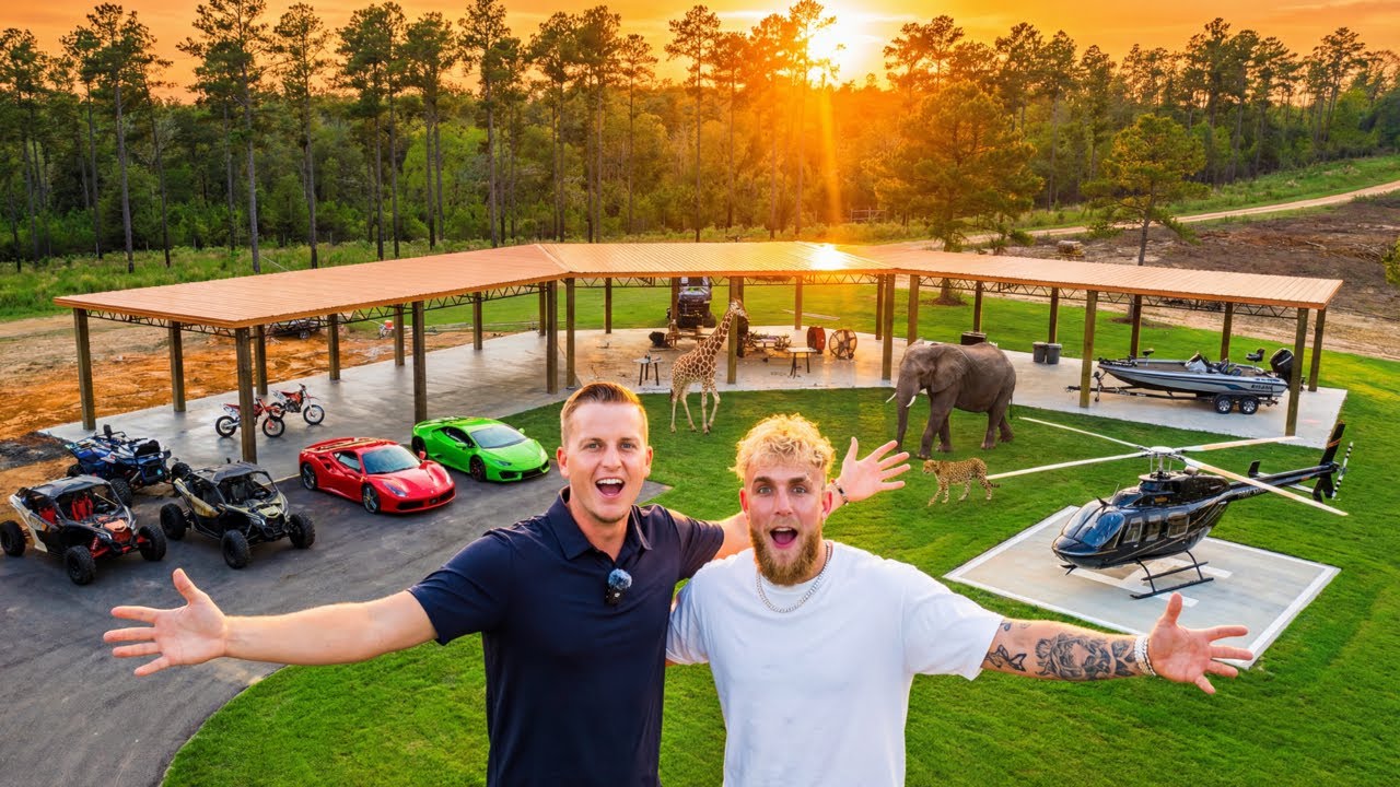 JAKE PAULS Gun Range Pole Barn Cover on his $40,000,000 Ranch!