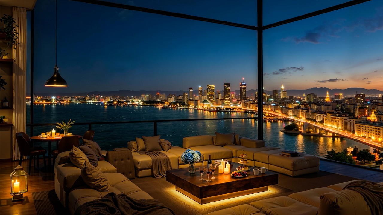 Luxury Apartment Overlooking Budapest 🌃 Peaceful Night with Smooth Jazz Music for Relax, Deep Sleep