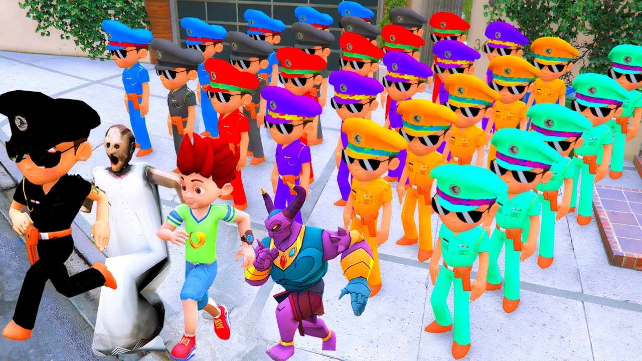Colorful 1000 Little Singham Rushed Toward Little Singham Kicko Shinchan in GTA 5 | Little Singham