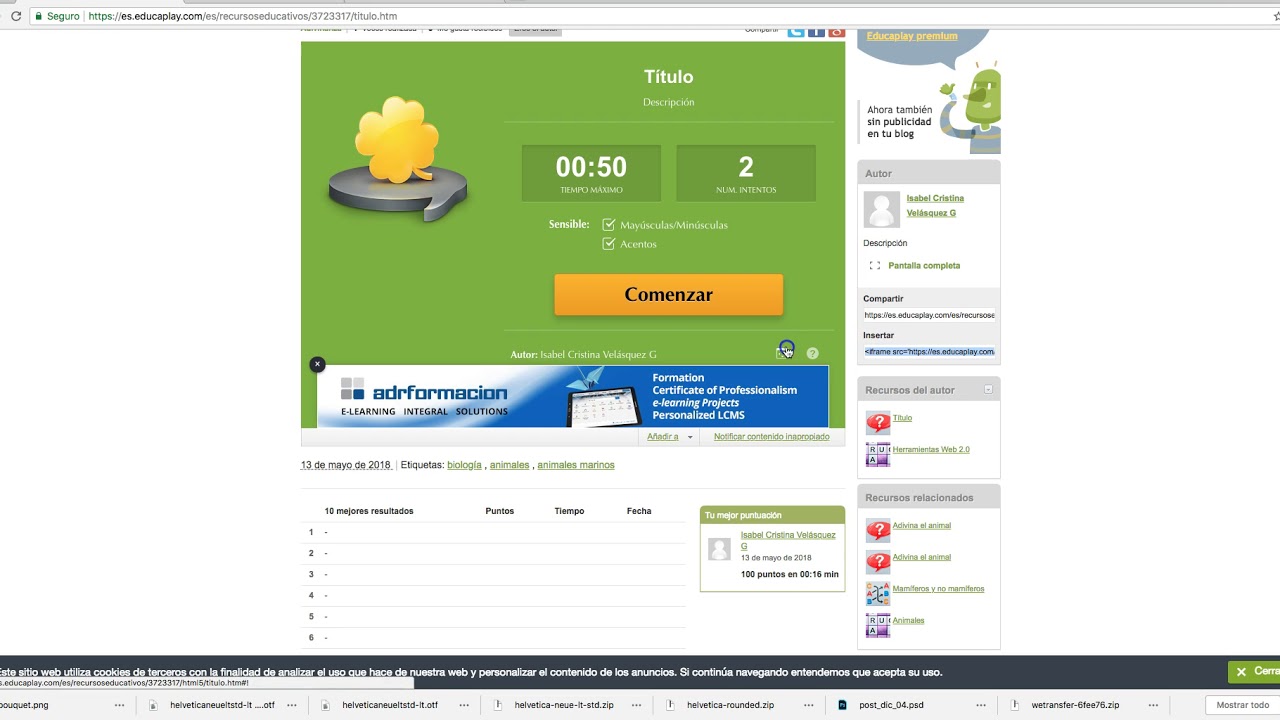 Tutorial Educaplay - Compartir actividades - Capítulo 4 - UPB Académico