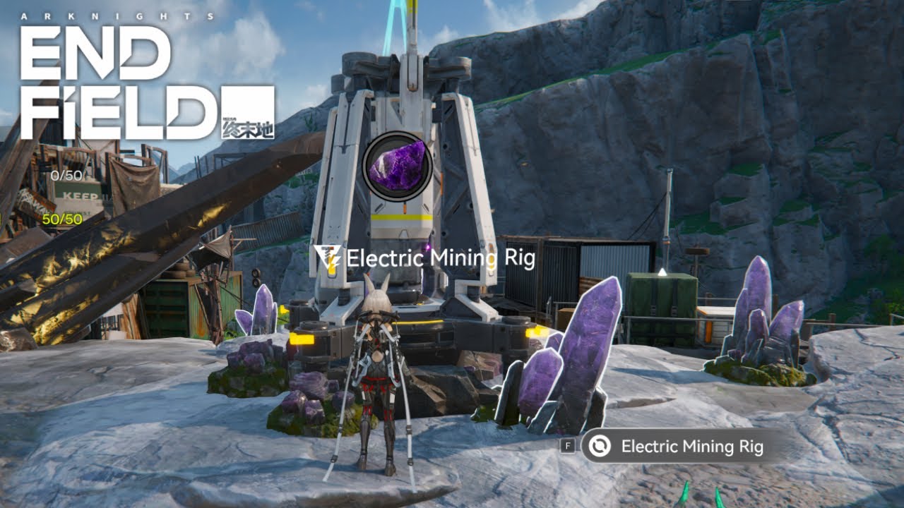 Place Electric Mining Rigs on the Amethyst Ore mining spot and power them up | Arknights Endfield