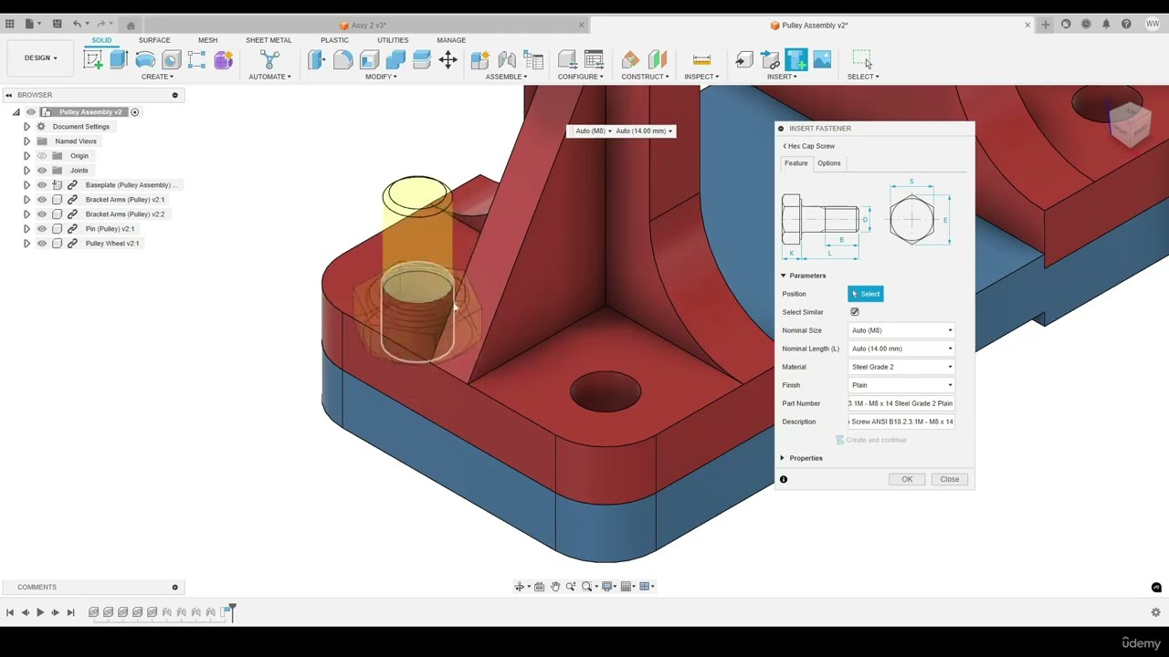 Adding Parts from Fusions Content Library In Fusion 360 || Autodesk Fusion 360 Training Tutorial 51