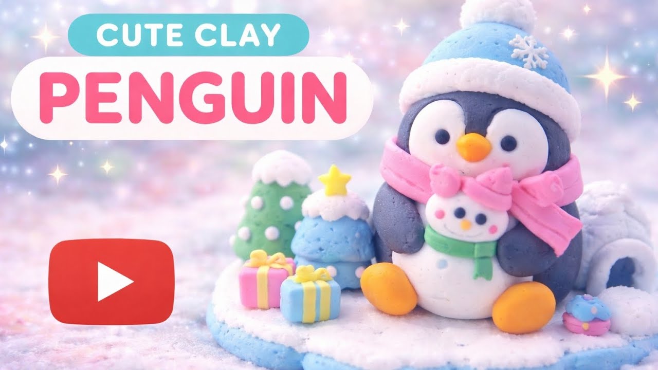 DIY Polymer Clay Penguin Tutorial | Easy Winter Miniature Home Decor Idea#ytvideos 