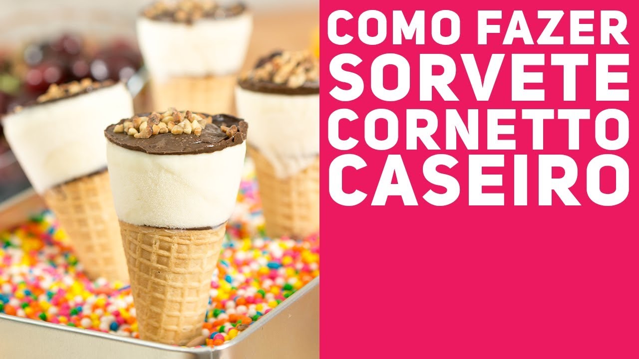 SORVETE CORNETTO CASEIRO SUPER FÁCIL (Como fazer Corneto de casquinha) - Receitas de Minuto #342