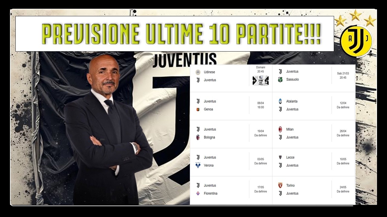 FACCIAMO LA PREVISIONE PER LE ULTIME 10 PARTITE DELLA JUVE!!!