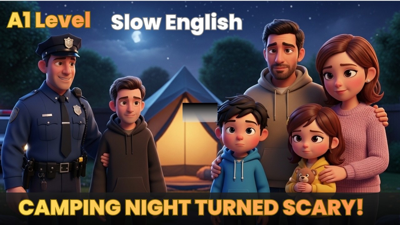 Camping Night Turned Scary!  A1 English Listening Practice | Slow English Story | Thief in Our House