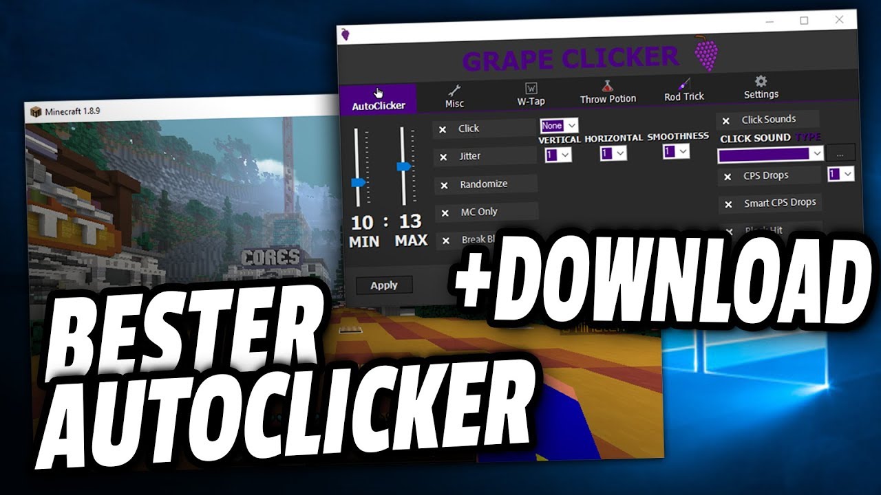 DER BESTE UNBUSTBARE MINECRAFT AUTOCLICKER! - Grape Tutorial+Download