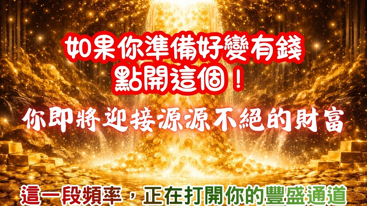 如果你準備好變有錢，點開這個｜你即將迎接源源不絕的財富｜這一段頻率，正在打開你的豐盛通道