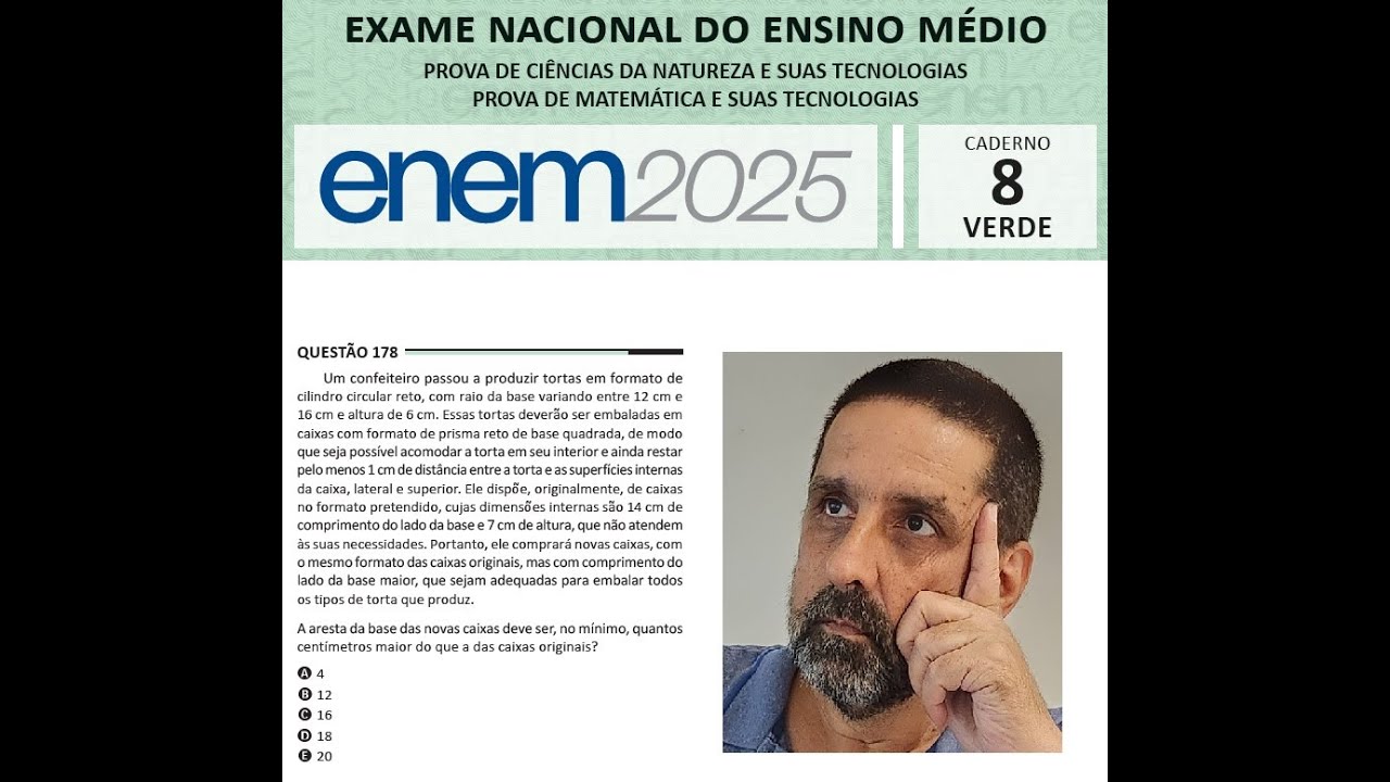Enem 2025   Prova Verde   Questão 178   Geometria Espacial   Acondicionamento em Embalagem #enem2025
