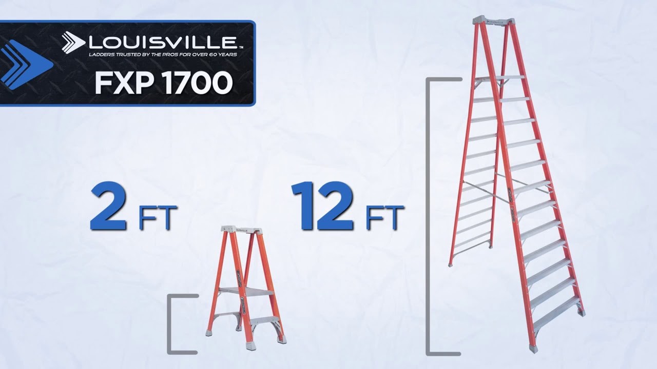 LOUISVILLE HD PRO EXTENDED RAIL FIBERGLASS PODIUM LADDER FXP1700 SERIES