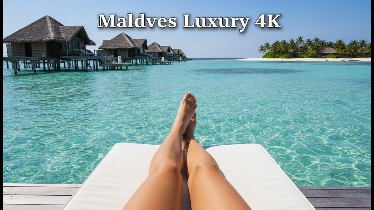 Maldives Overwater Villa 4K - Luxury Ambience with Ocean & Palm Sounds