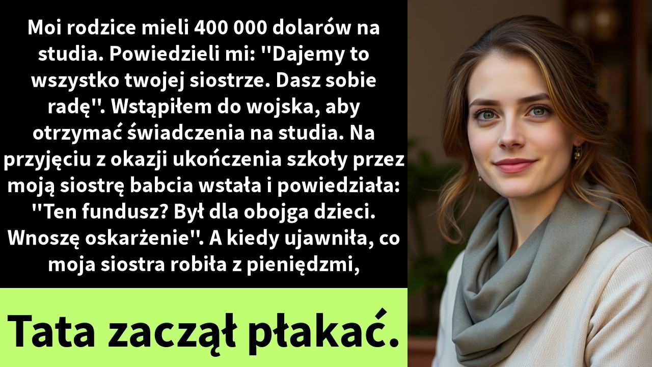Moi rodzice mieli 400 000 dolarów na studia. Powiedzieli mi: 
