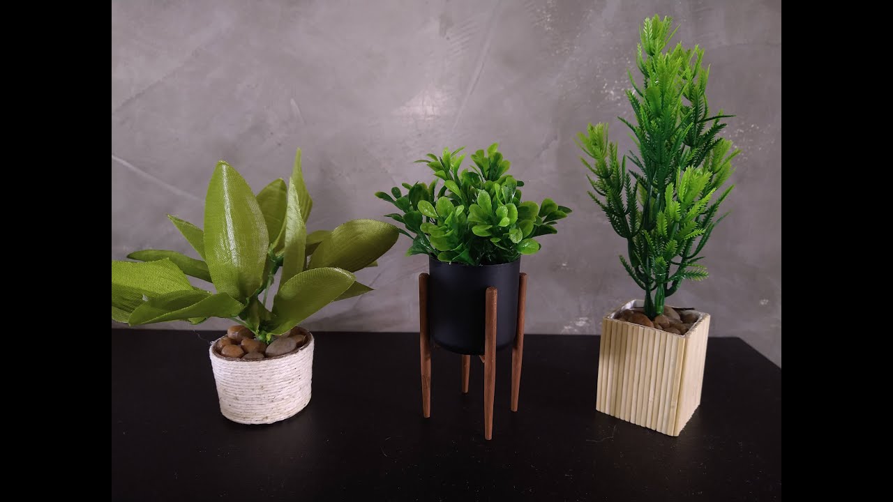 Vasos miniatura, decorando a casa da Barbie/Miniature barbie houseplants/Diy