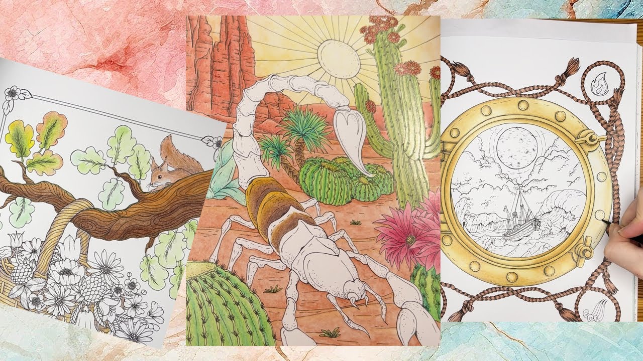 A glimpse into my coloring week - coloring autumn leaves, a scorpion and metal | Adult coloring