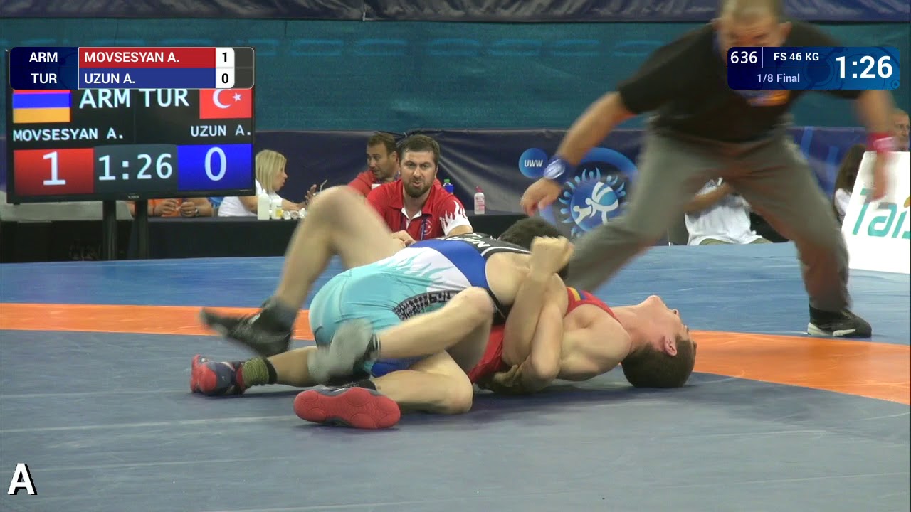 1/8 FS - 46 kg: A. UZUN (TUR) df. A. MOVSESYAN (ARM) by VSU1, 13-1
