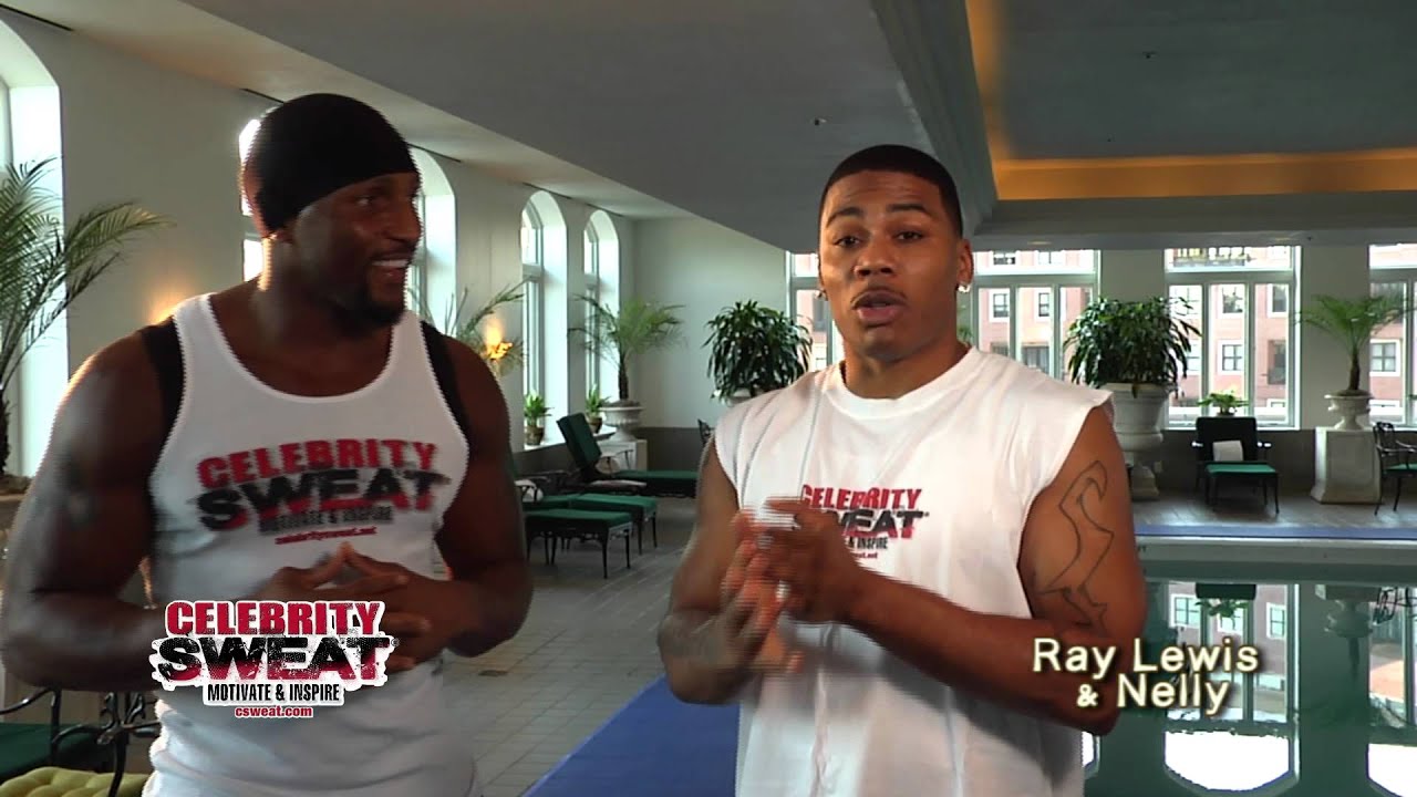 Ray Lewis in the gym with Nelly