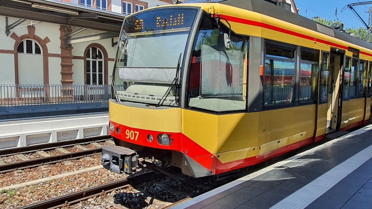 riding with Tram-Train line S8 from Gottesauer Platz to Rastatt Bahnhof  [CAB VIEW] #karlsruhe