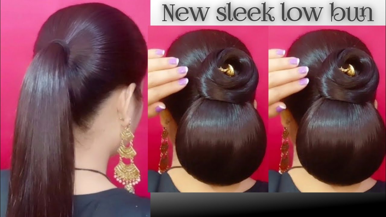 Updo! New sleek low bun hairstyle_ Easy juda bun hairstyles for long hair With claw clip for wedding