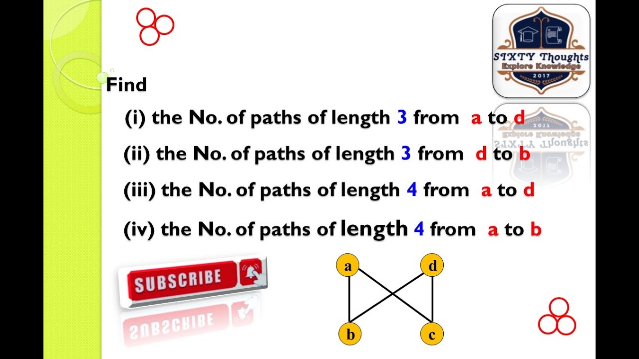 #92 ll Find paths of length 3 & 4 from different vertices ll Discrete Mathematics