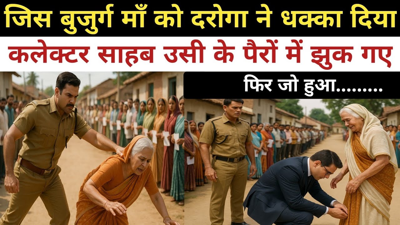 जिस बुजुर्ग माँ को दरोगा ने धक्का दिया… कलेक्टर उसी के पैरों में झुका… फिर जो हुआ, पूरा जिला हिल गया