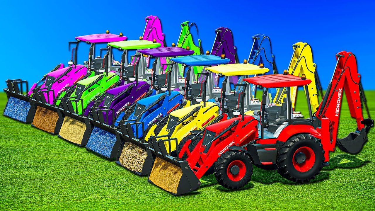EXTRA WORK HIDROMEK BACKHOE LOADERS TRANPORT WITH GMC TRUCKS! Farming Simulator 22