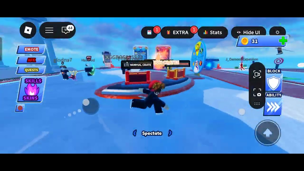 Playing blade ball with friend 