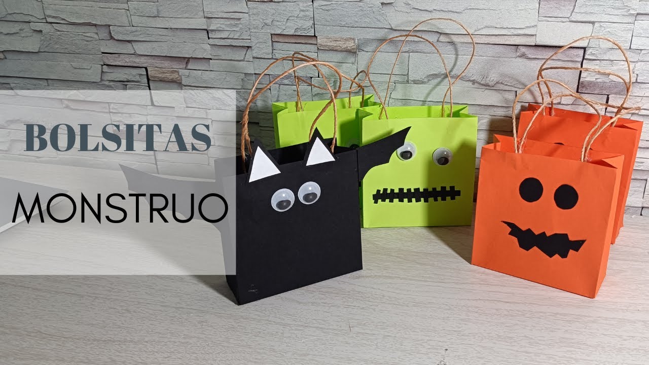 Como hacer bolsitas con hojas de color (BOLSITAS MONSTRUO)