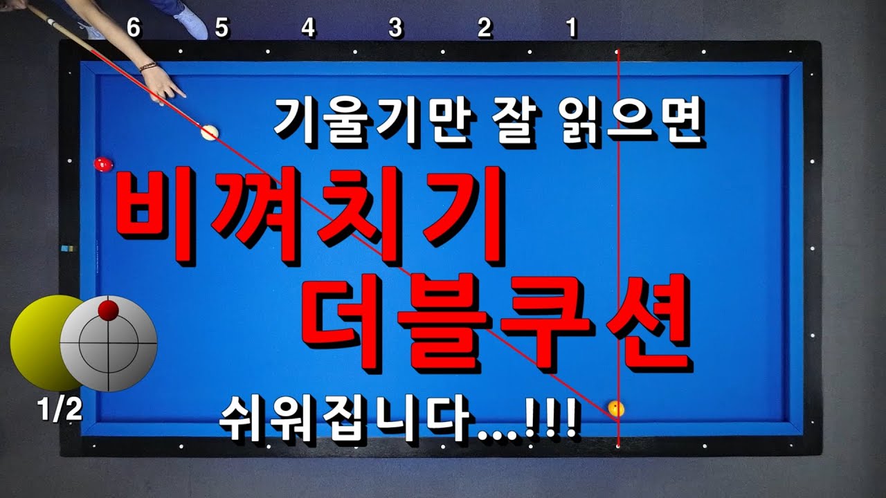 [중급자026] 기울기만 잘 읽으면 비껴치기, 더블쿠션 쉬워집니다...!!! 당구강좌 4구 & 3쿠션