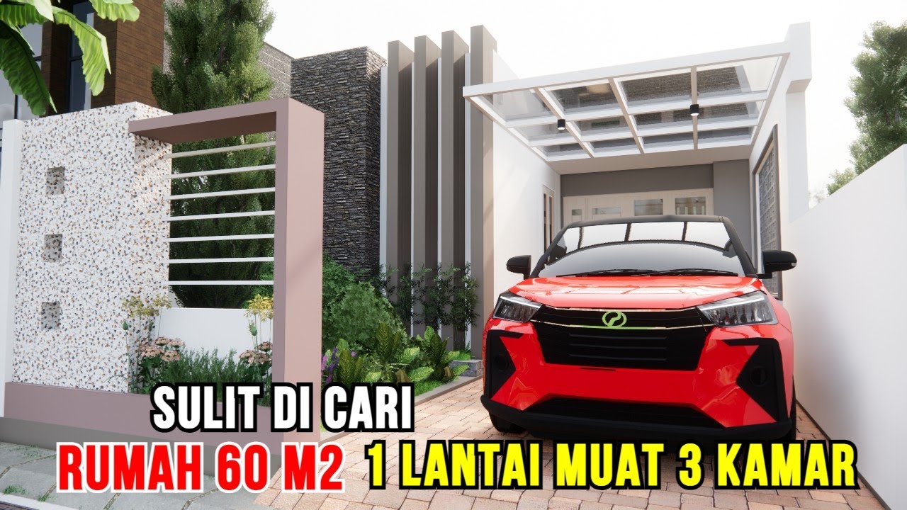 Belom Pernah Ada Rumah 1 Lantai 6X10 Selengkap ini! ada 2 Taman Indoor,  3 Kamar dan Halaman Lega