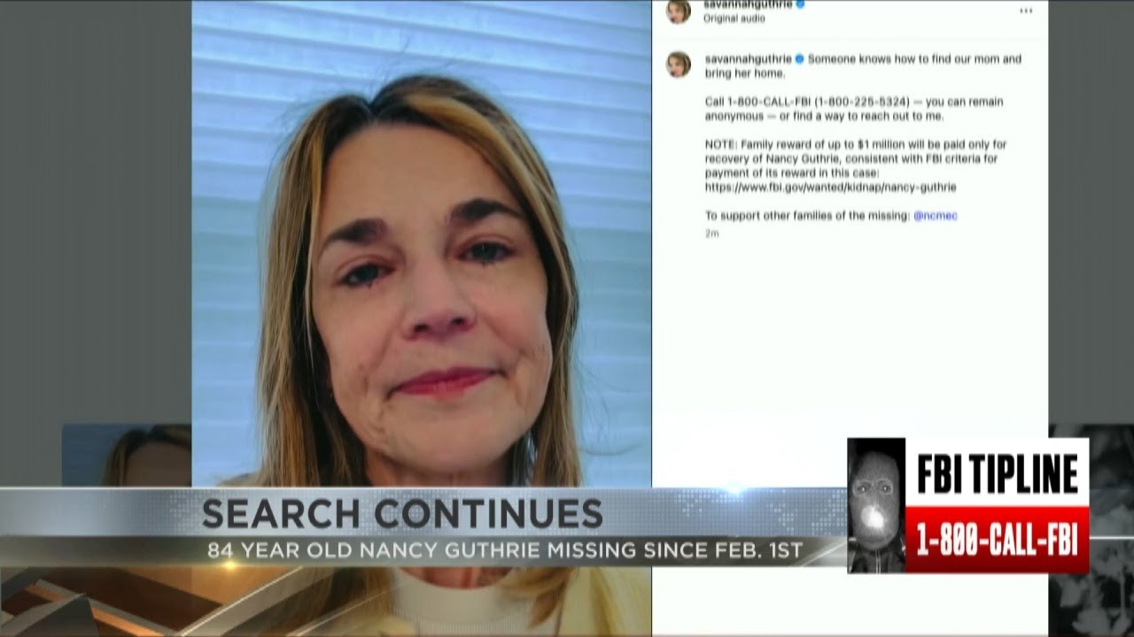 BREAKING NEWS: Guthrie family offers $1 million reward for Nancy's return