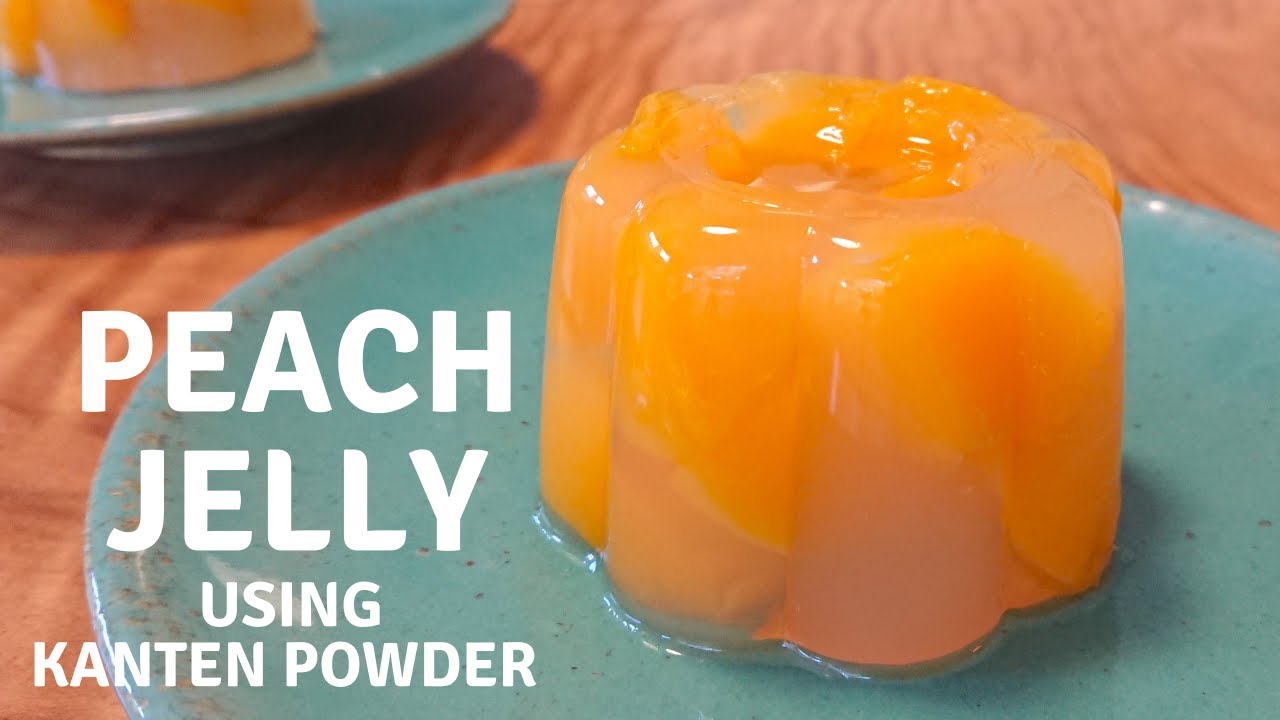 How to make Peach Jelly with Kanten powder / Easy Recipe 黄桃 寒天ゼリーの作り方　レシピ