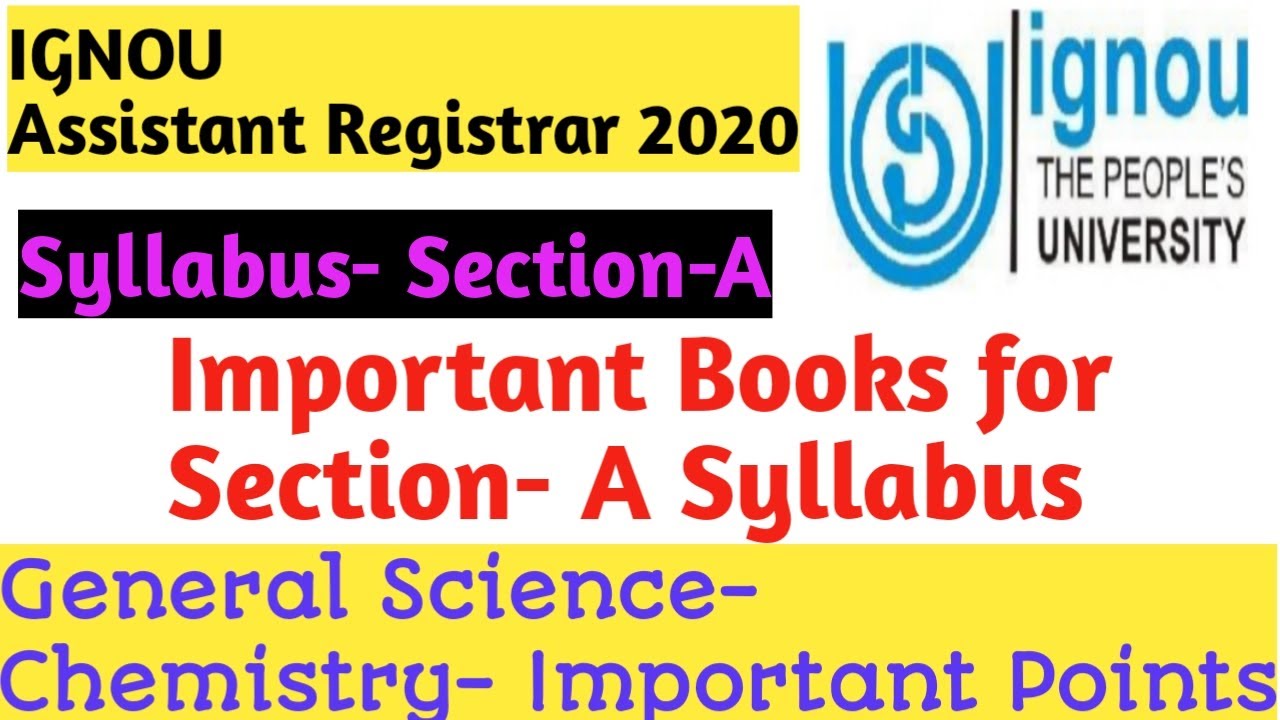 IGNOU Assistant Registrar 2020- Syllabus of Section-A | Reference Books for Section-A Asst.Ragistrar