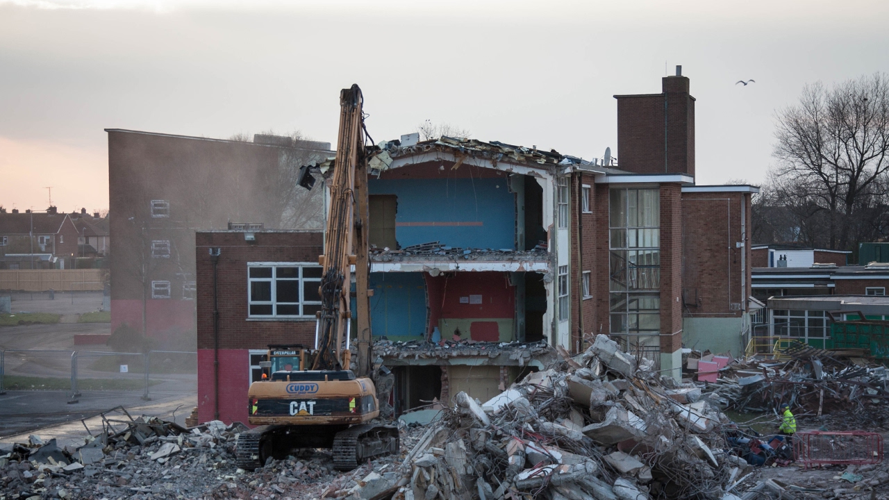 Demolition of Sandfields Comprehensive School