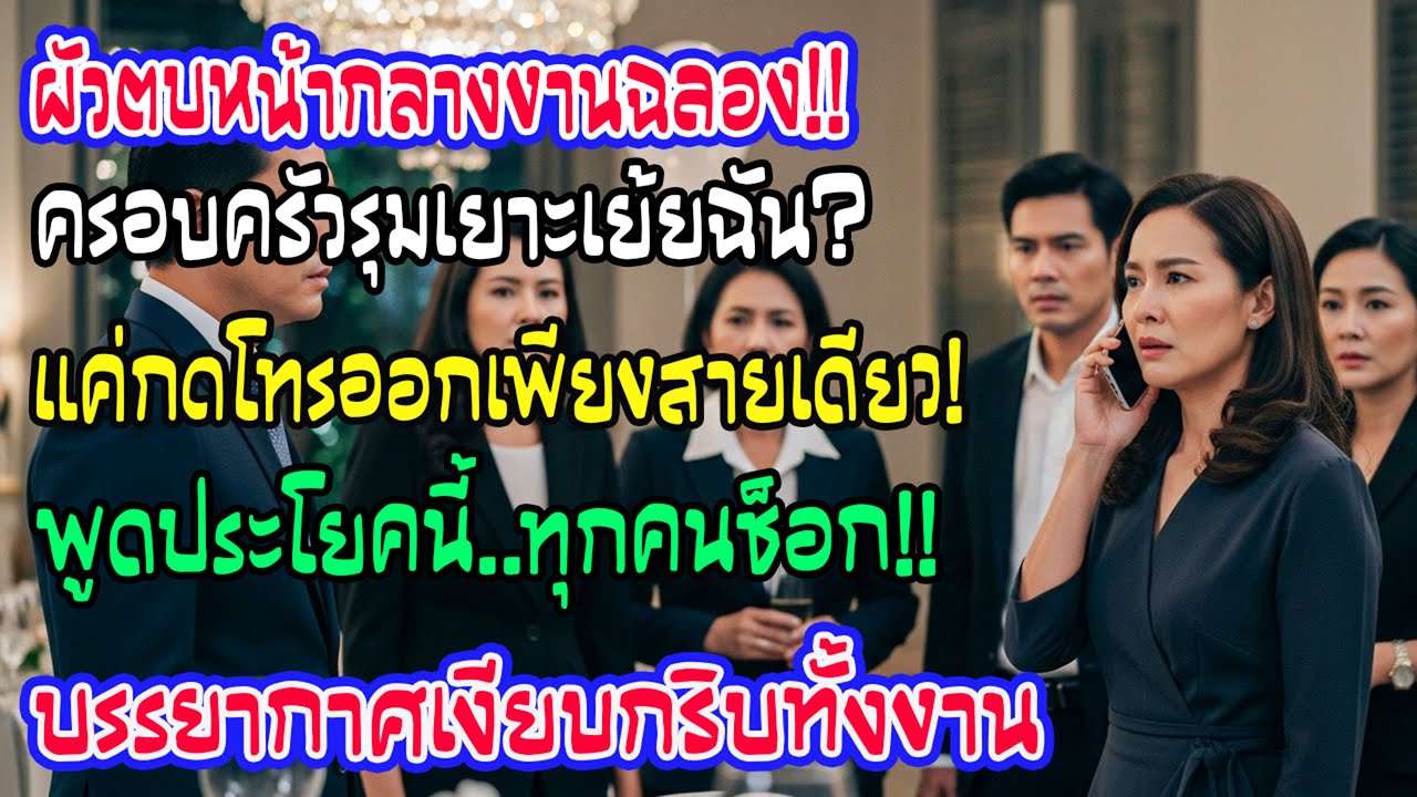 งานเลื่อนตำแหน่ง สามีทำร้ายฉันต่อหน้าทุกคน ครอบครัวเขาหัวเราะ ฉันโทรแค่สายเดียว—ห้องเงียบกริบ…