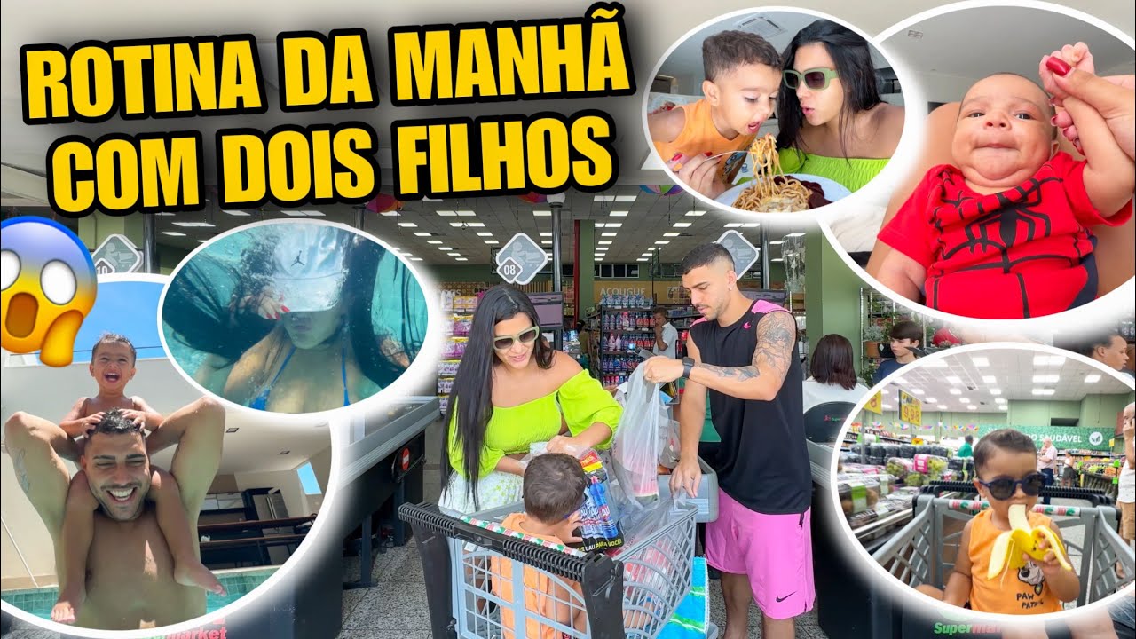 NOSSA ROTINA COM DOIS FILHOS!! *PISCINA + MERCADO* 😱😰