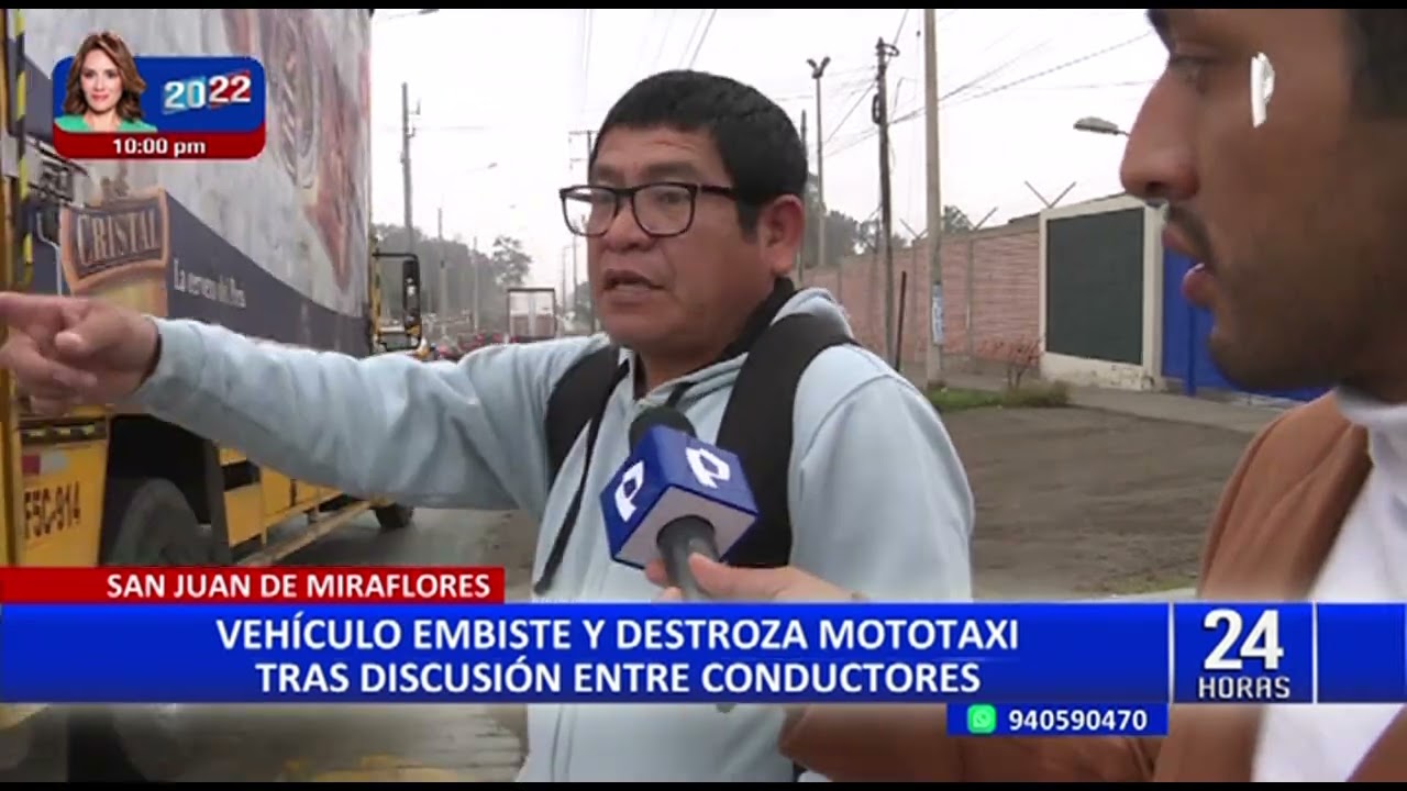 Pelea de conductores en SJM: chofer de mototaxi lanza piedras contra parabrisas de auto