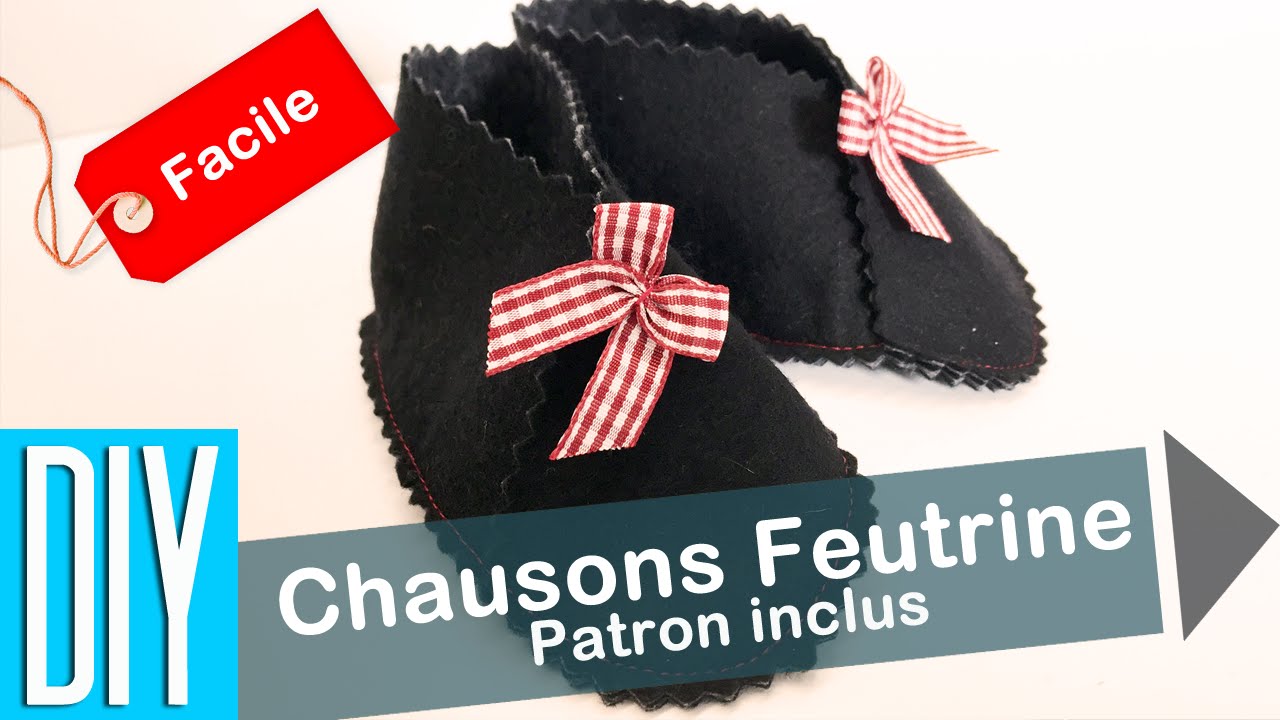 DIY Tuto comment faire chausson feutrine bebe facile : 1 seule couture