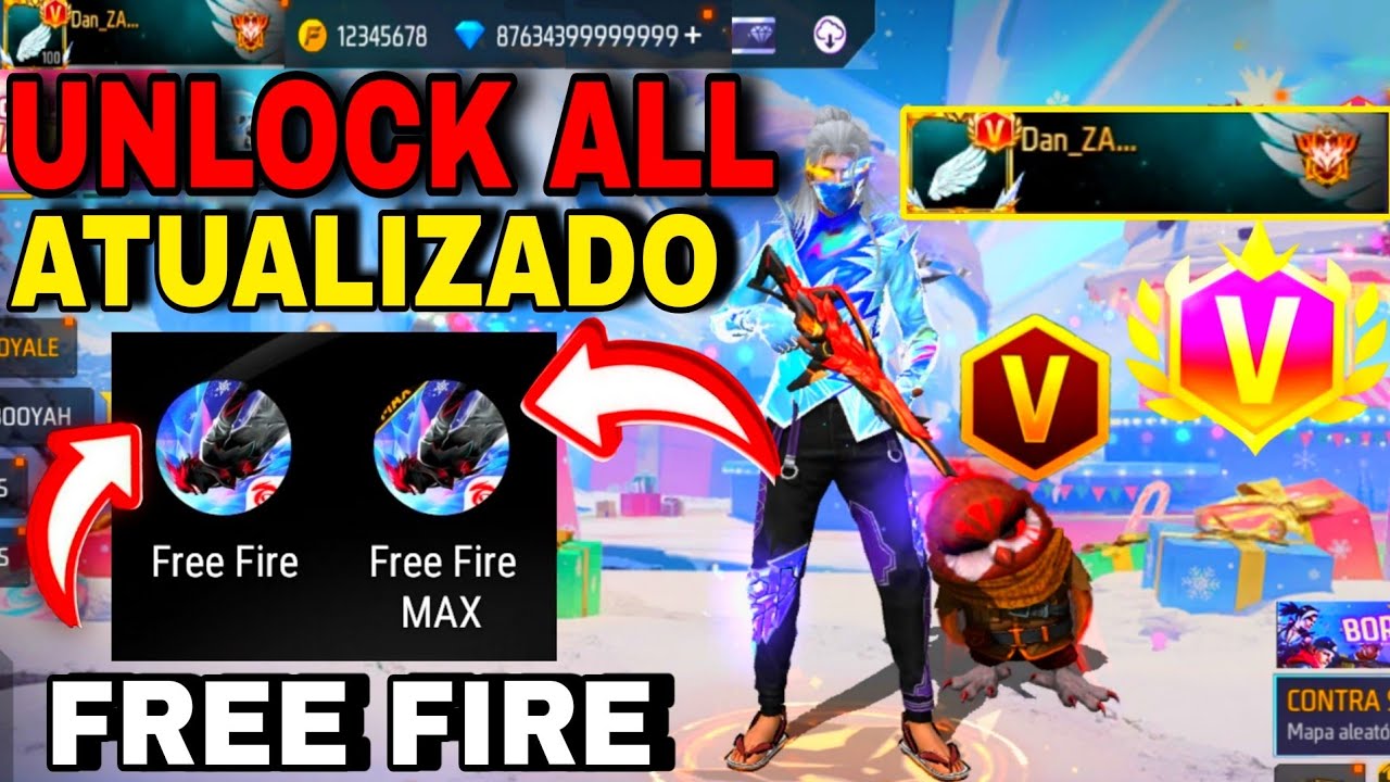 ATÉ QUE FIM UNLOCK ALL VIP ATUALIZADO 😱 PARA FREE FIRE NORMAL E FREE FIRE MAX UNLOCK ALL FUNCIONANDO