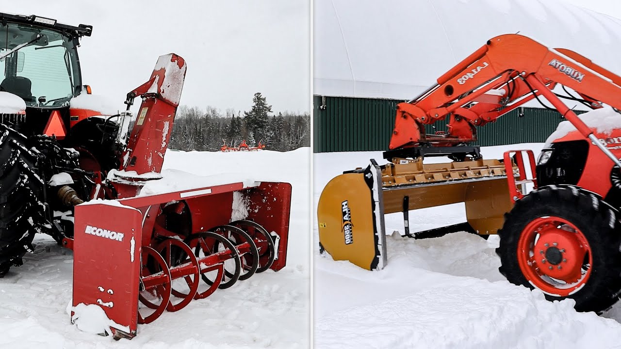 Ultimate Snow Removal Tools! M135GX & M108S Kubota Tractors with a Normand Blower and HLA Blade!