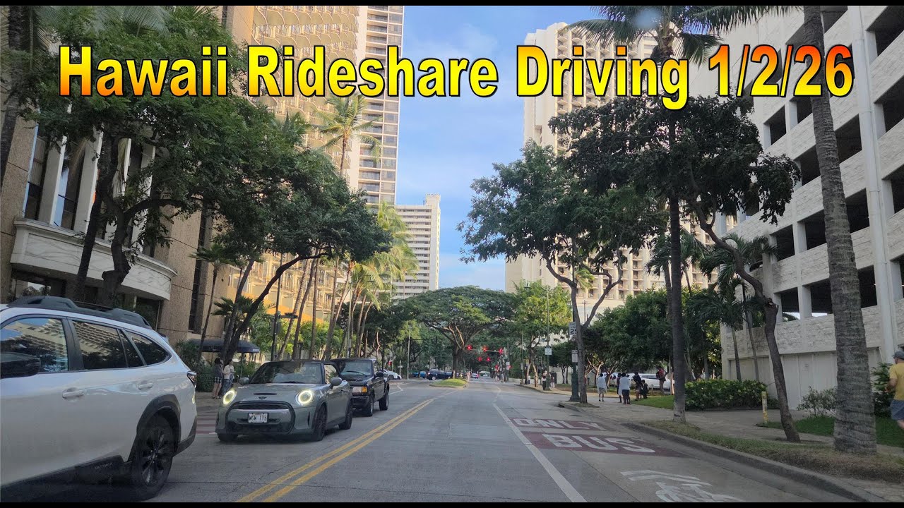 Hawaii Rideshare Driving 1/2/26 in Honolulu, Oahu, Hawaii