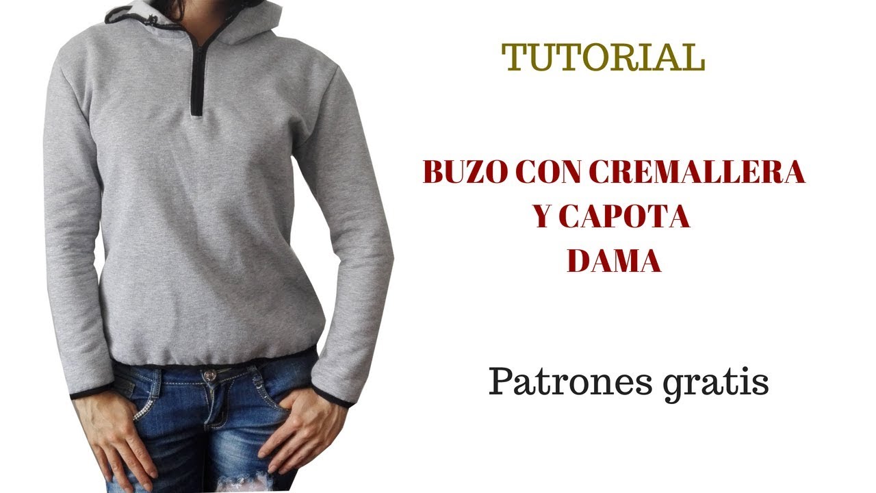 DIY Buzo con cremallera y capota para mujer corte y confección